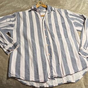 Santana VINTAGE  Blue and light pink Striped Button Down Shirt